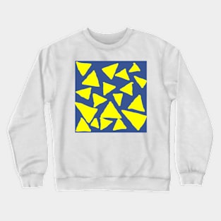 Yellow Corn Chips on Blue Crewneck Sweatshirt